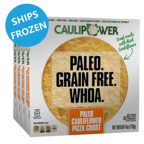 CAULIPOWER Paleo Cauliflower Pizza Crusts, Grain Free, Gluten Free, Non-GMO, Lower Carb, and Keto-Friendly (4 Crusts)