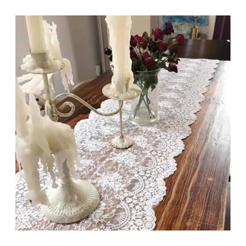 Pañuelo para cómoda de ganchillo, Camino de mesa encaje algodón bordado Floral Vintage boda nupcial(38x275cm)