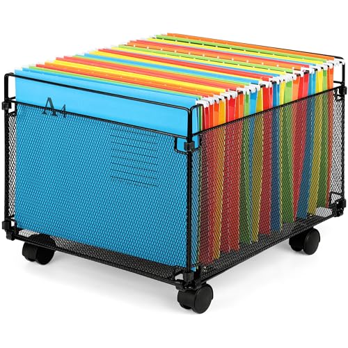 Belle Vous Bac de Rangement pour Dossiers Suspendus A4 en Métal avec Roulettes - Support de Rangement pour Dossier Suspendu au Bureau et à la Maison - Boite...