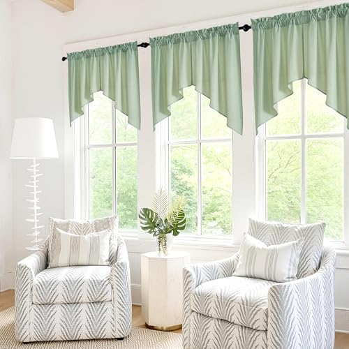 RYB HOME Swag Curtain Valance for Kitchen Bathroom, Non See