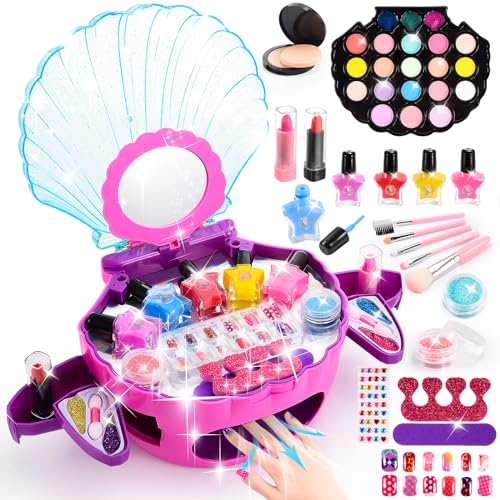 Maquillaje para Niñas, Juguetes Niñas 3 4 5 6 7 8 Años Kit de Maquillaje Niñas Lavables y...