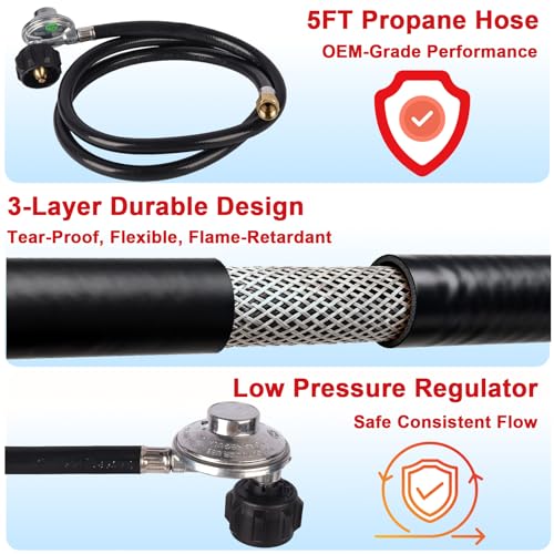 Image of Natural Gas to Propane Conversion Kit for Weber Genesis /Genesis II, 5 Feet Propane Regulator Hose, 14 Precision Orifices (3 Sizes), 3 /8 inch Fittings & Installation Tools - Fits Spirit II 210 /215 /310 /315