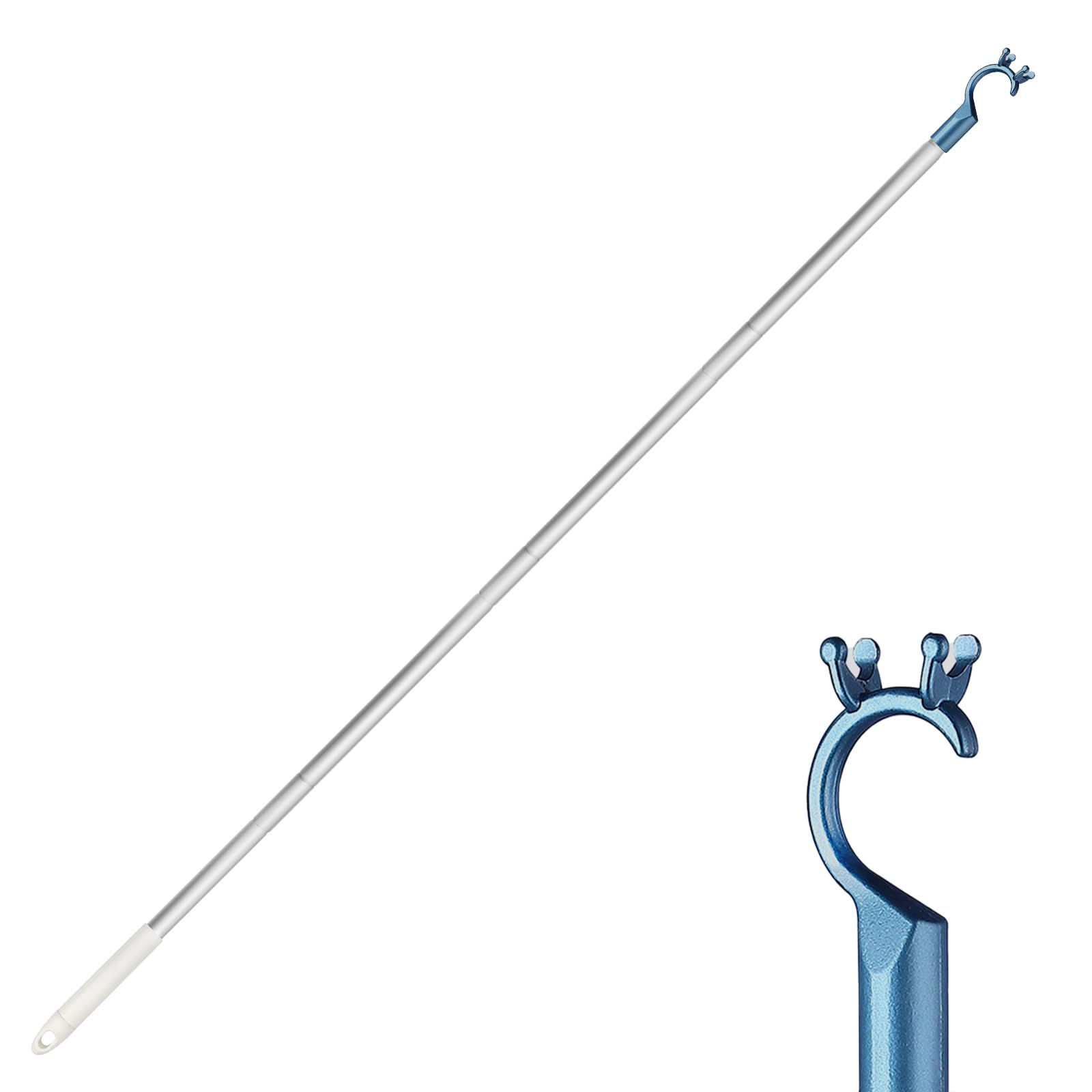 Barra para ventana de tejado para abrir con gancho de bastón, barra para abrir tragaluces, barra con gancho, abridor de ventanas, alargador con gancho para tirar (azul)