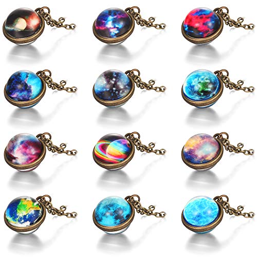Milacolato Universe Galaxy Necklace Glass Galaxy Nebula Space Pendant Necklace Fashion Noctilucent Jewelry Unique Gift for Women, Men