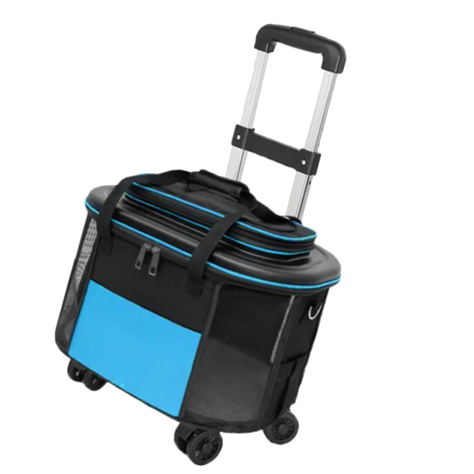 Transportín para Mascotas con Ruedas, con Ruedas Y Correas para Mochila, Paneles de Malla Transpirables Fuertes, Maleta Portátil para Mascotas con Ruedas, Transportín para Perros(Azul)