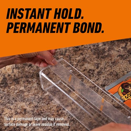 Gorilla Tough & Clear, Double Sided Mounting Tape, Weatherproof, 1" x 60", Clear, (Pack of 12) - image 7