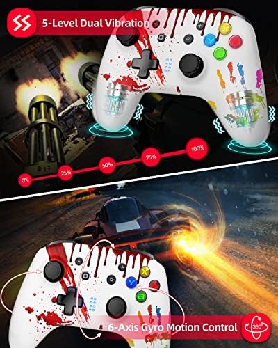 REDSTORM Bluetooth Wireless Game Controller Gampad for Switch Pro/Steam Deck/Switch Lite/Switch OLED Windows Android, 5 adjustable LED, dual vibration, wake-up, programmable, Turbo