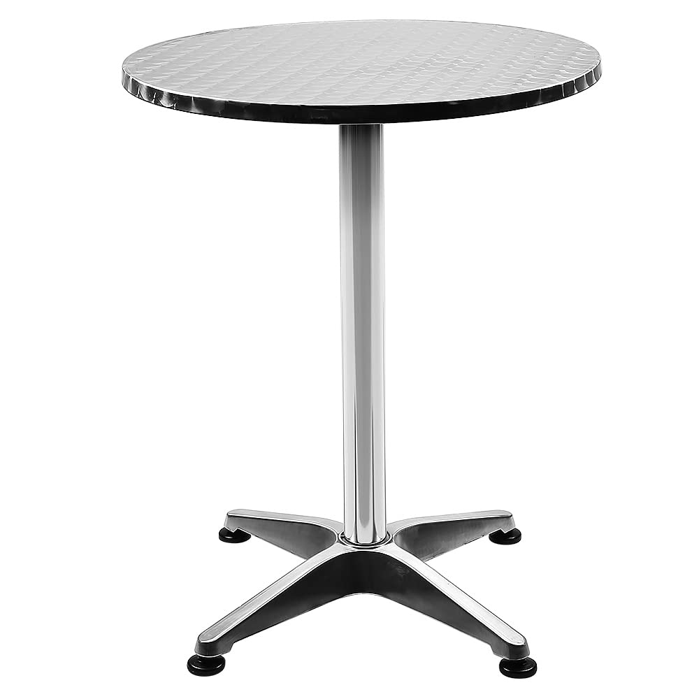 LANTUS Table de Bistrot Carrée à Plateau Rabattable Table de Bar à Hauteur Réglable pour Intérieur Extérieur MDF Acier Inoxydable Haute 2en1 en alu Pliable(60 * 60 * 70/110cm (Rond))