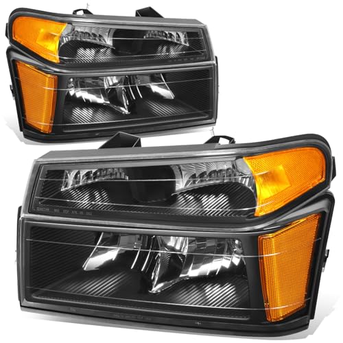 Auto Dynasty 4Pcs Headlights Assembly and Bumper Lamps Compatible with Chevy Colorado GMC Canyon 2004-2012 Isuzu i-290 i-370 2007-2008 i-280 i-350 2006 Driver and Passenger Side Black Housing