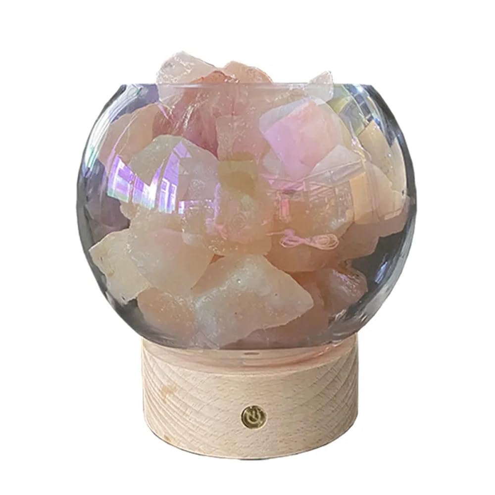 Lámpara de sal con atenuador, lámpara de sal marina de cristal natural, luz nocturna e iluminación ambiental, lámpara de sal del Himalaya USB, lámpara de sal de roca for decoración, meditación, regalo