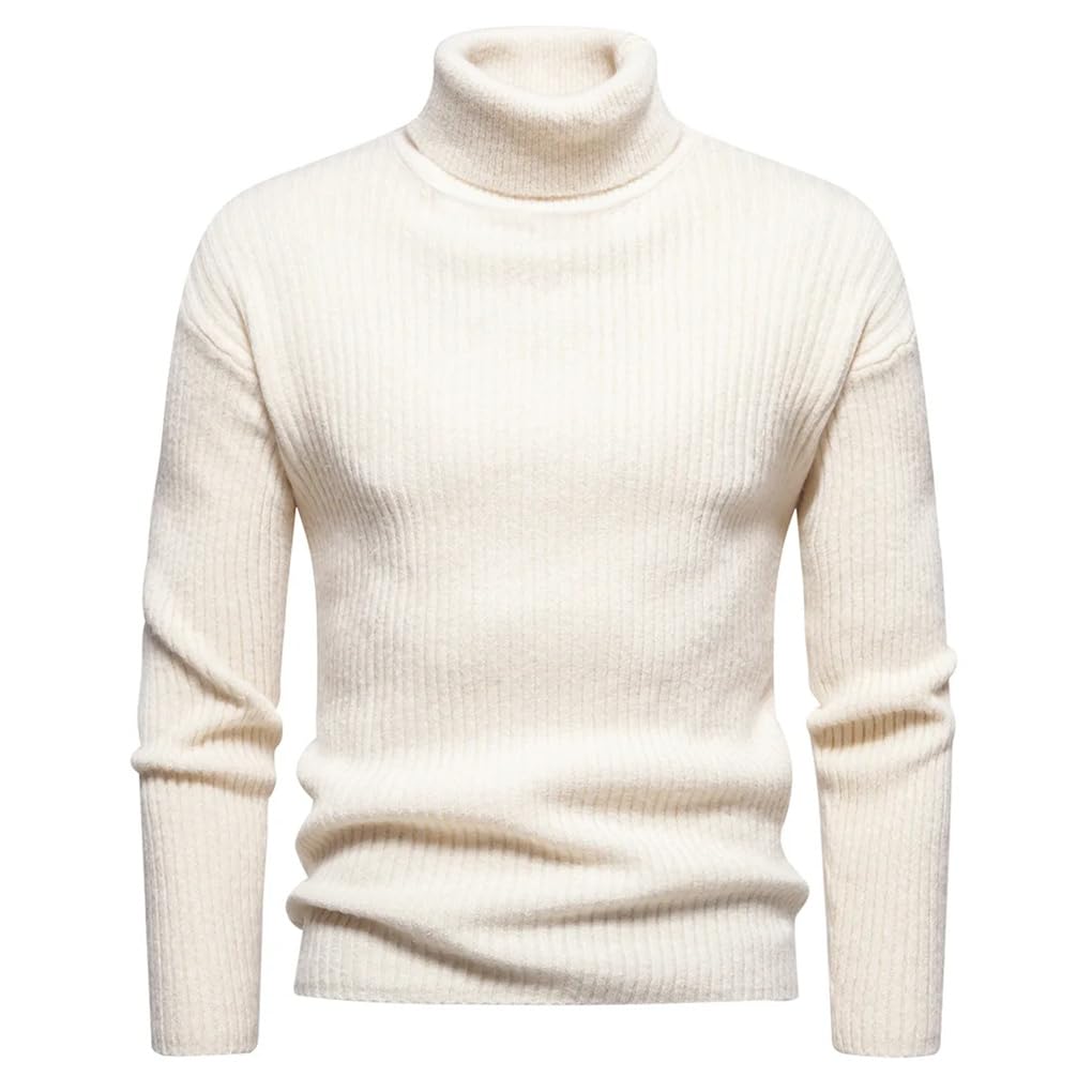 Suéteres de punto de cuello alto para hombre, manga larga, cálidos, casuales, ajustados, ropa interior sólida