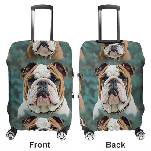 Funny English Bulldog Luggage Cover, Washable Elastic Suitcase Cover Protector Fit 18-32 Inch Luggage3
