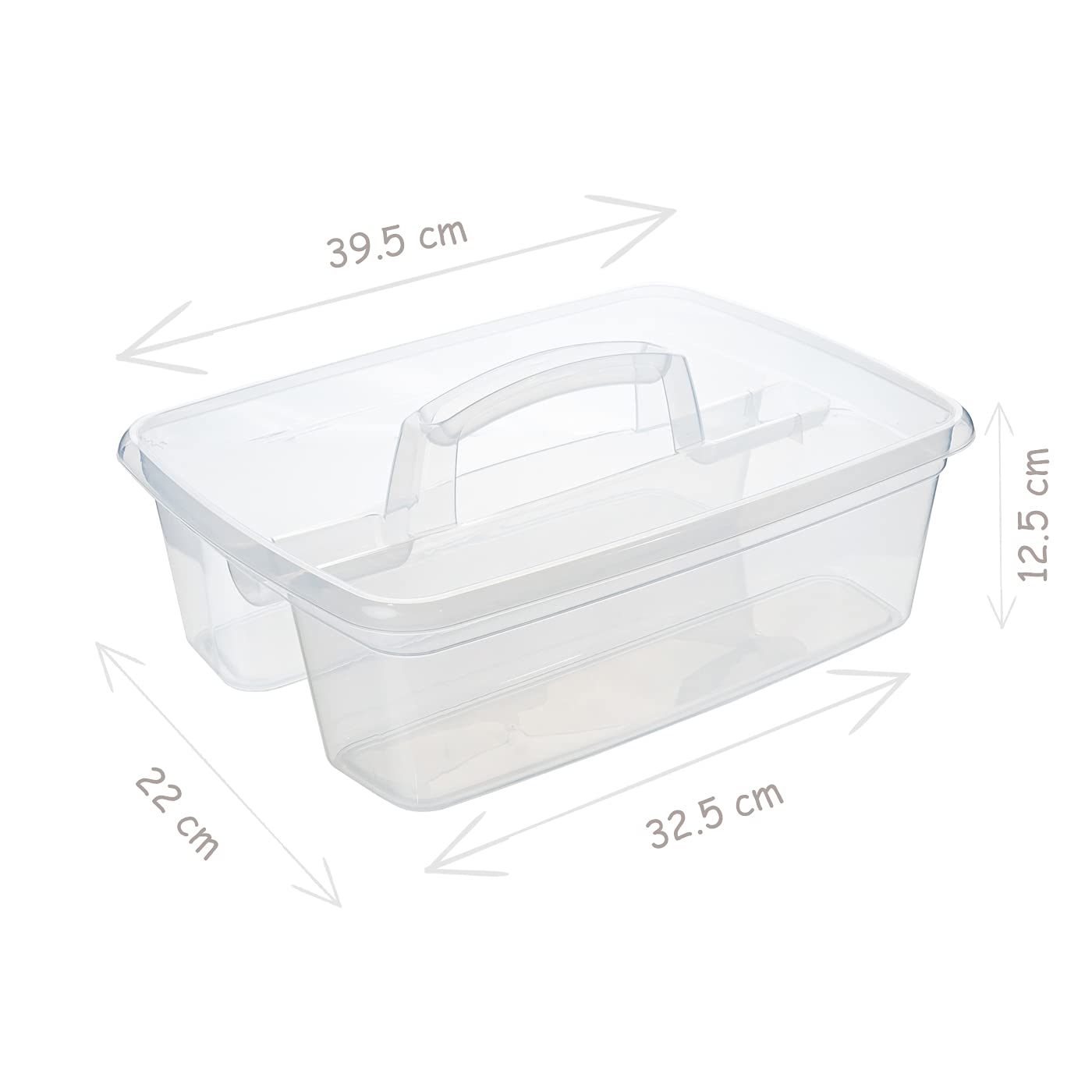 Organizador de Plástico Transparente para Productos de Limpieza - 2 Compartimientos, 39,5x29x16cm, con Asa para Almacenamiento Multiusos