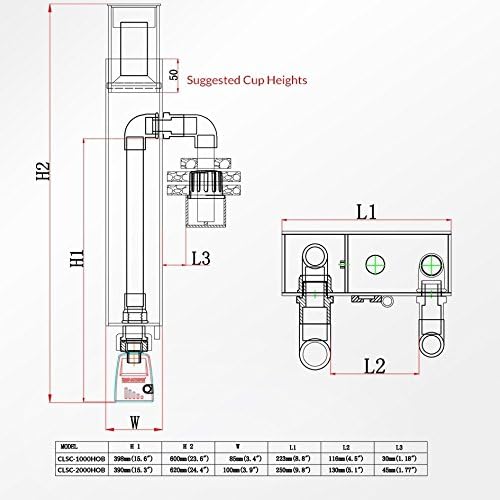 Reef Octopus BH-1000 Skimmer Dimensions Diagram