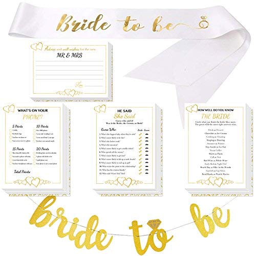 Bridal Shower Games & Sash - Bride to Be Banner | 250 Cards