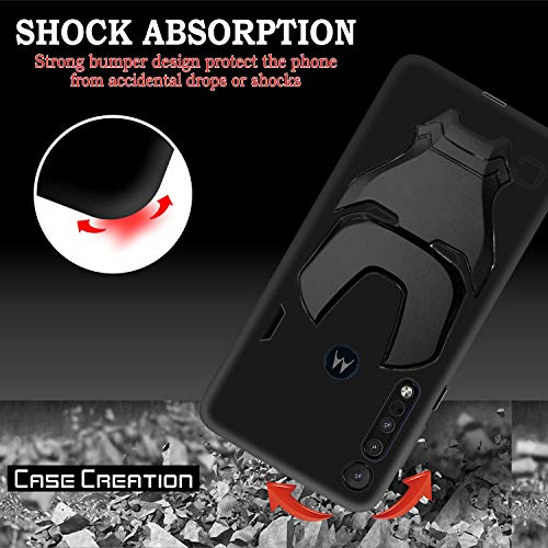 Image of COVERLY Official 3D Touch Feel Trending Avenger Logo Mask Soft Rugged Grip Iron Man Super Power Cartoon Movie Engraved Silicone Matte Back Cover for Motorola One Macro (2020) - Black