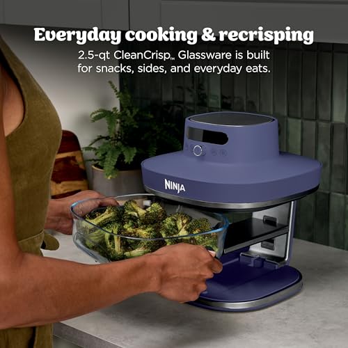 Image of Ninja Crispi Pro 6-in-1 Glass Air Fryer | 450F, Nontoxic, 6qt & 2.5qt Containers & Lids | Microwave, Freezer, Dishwasher Safe | Max Crisp, Air Fry, Bake, Roast, Recrisp, Dehydrate |Amethyst, AS101PU1