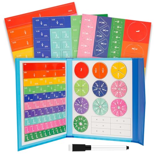 Mathematik-Ressourcen Bruchrechnen Material Magnetisch Bruchrechnen Montessori-Material 102pc Bruchscheiben-Demonstrator Magnetische Bruchfliesen und Bruchkreise für Kinder (Blau)