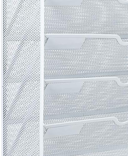 EasyPAG 6 Tier A4 Mesh in Tray Hanging Wall File Holder Mail Organiser Magazine Storage Rack Upgrade,White