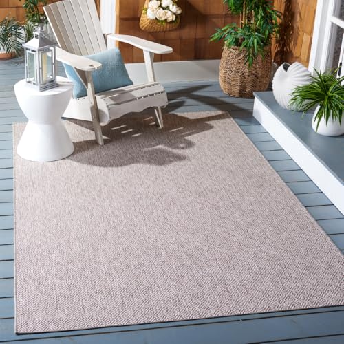 SAFAVIEH Zeitgenössische Teppich für Drinnen & Draussen - Courtyard Collection, Kurzer Flor, Beige und Beige, 160 X 231 cm SAFAVIEH Zeitgenössische Teppich für Drinnen & Draussen - Courtyard Collection, Kurzer Flor, Beige und Beige, 160 X 231 cm