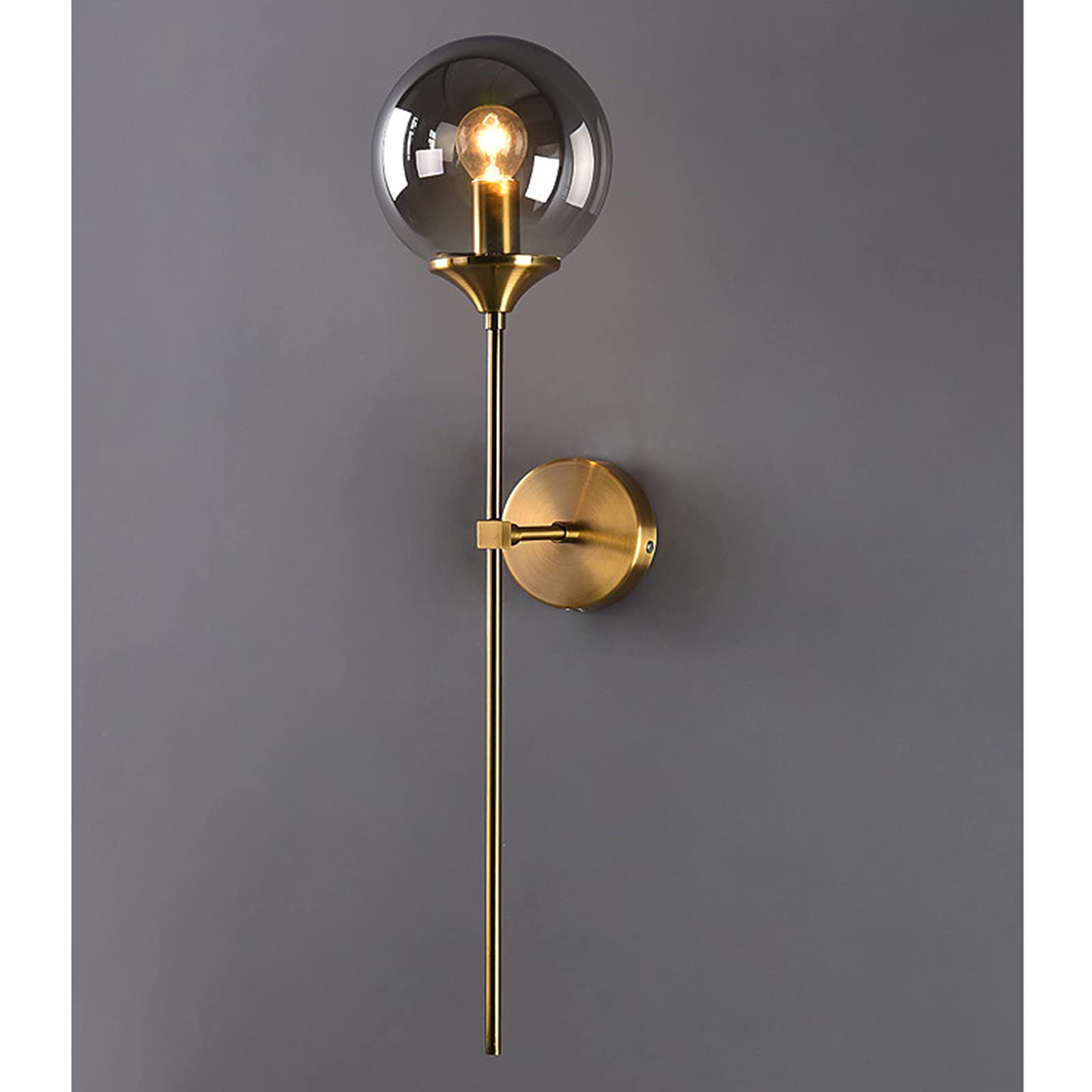 Industrielle Vintage Wandleuchte Glas Globus Ruie mit Gold Langer Arm Wandleuchte Gold Wandleuchte Nachttischlampe (Aschgrau)