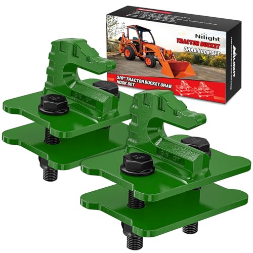 Image of Nilight 2PCS Tractor Bucket Grab Hook 3 /8'' Heavy Duty Drop Forged Steel Bolt On Zinc-Coated Cast Tow Max 15000 LBS Green