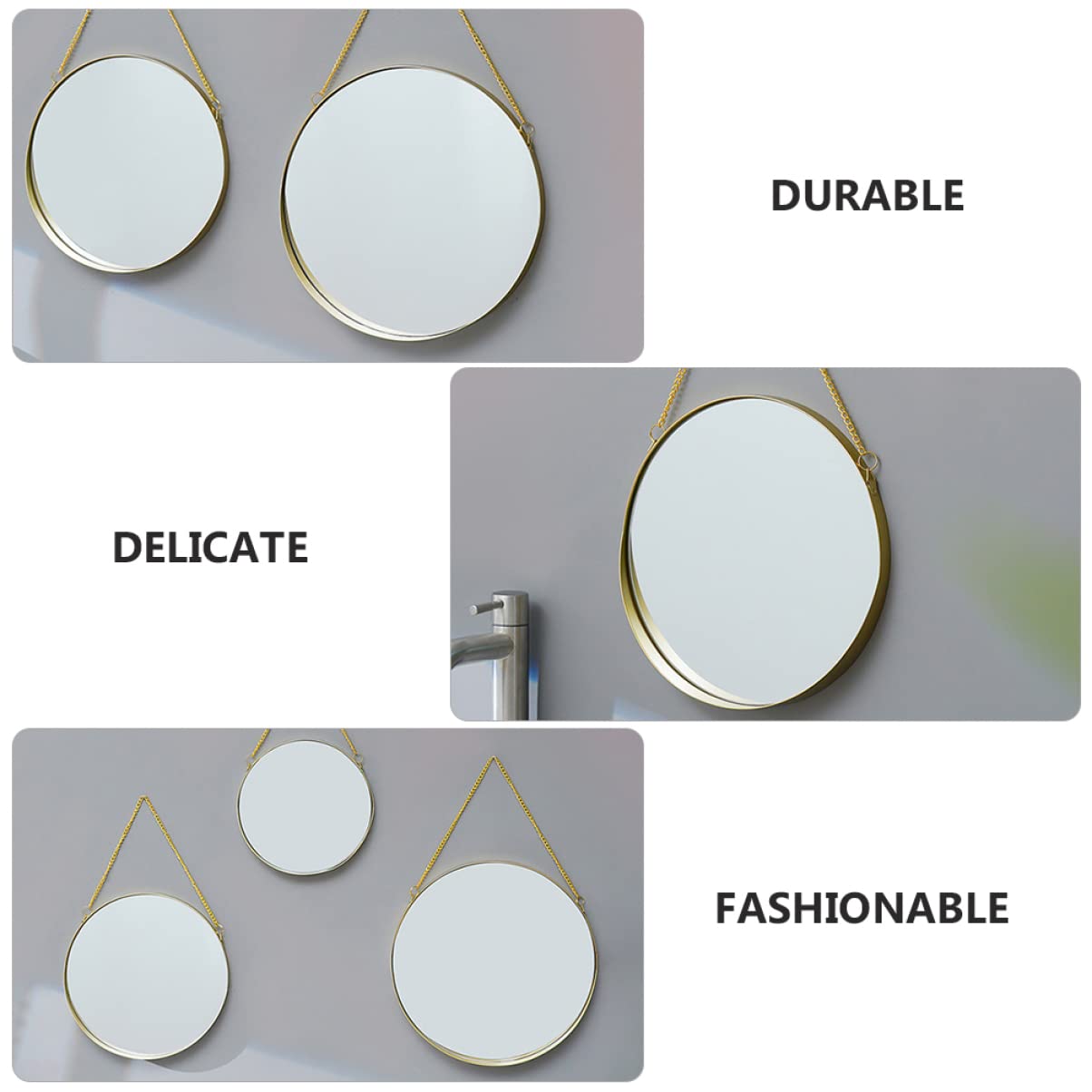 FRCOLOR Specchiera da Parete Rettangolare in Metallo Oro Stile Nordico