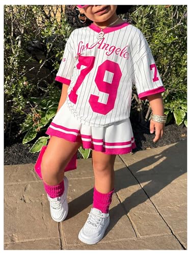 SOLY HUX Toddler Girl's Summer Clothes Jersey T Shirt with Skirts Sporty Cute 2 Piece Outfits4