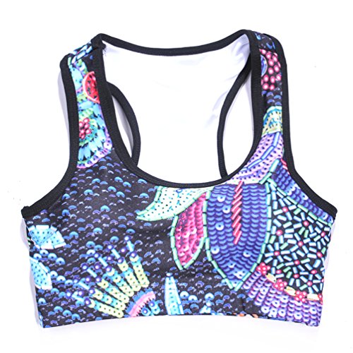 Image of Sister Amy Women's Aerobics Gym Dance Yoga Vest Printed Sports Bra Top Vest