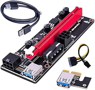 Connectors PCI-E Riser 009S 1X 16x Extender PCI E USB Riser Dual 6 Pin Adapter Card SATA 15pin for BTC Miner USB 3.0 Graphics Card - (CN, Color: Black)