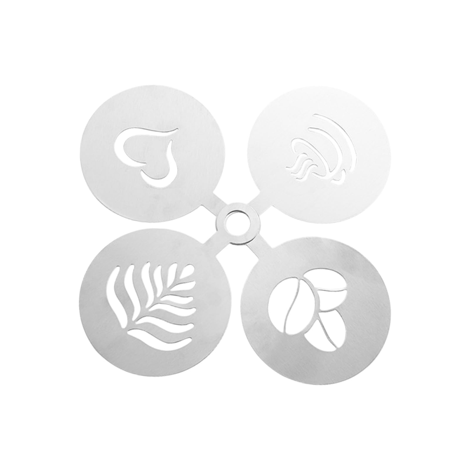 KinetiCore 4 Pack Stainless Steel Coffee Stencils, Reusable Barista Grade Latte Art Templates, 12x8cm Cappuccino Stencils for Coffee, Cake Decoration, Home Barista & Café Use