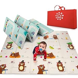 MARBS Baby Play Mat for Infants 77″x70″ – Foldable Playmat for Babies and Toddlers, Easy to Clean Foam Play Mat for Baby, Thick Baby Floor Mat for Crawling, Folding Baby Mat for Floor, Kids Play Mat