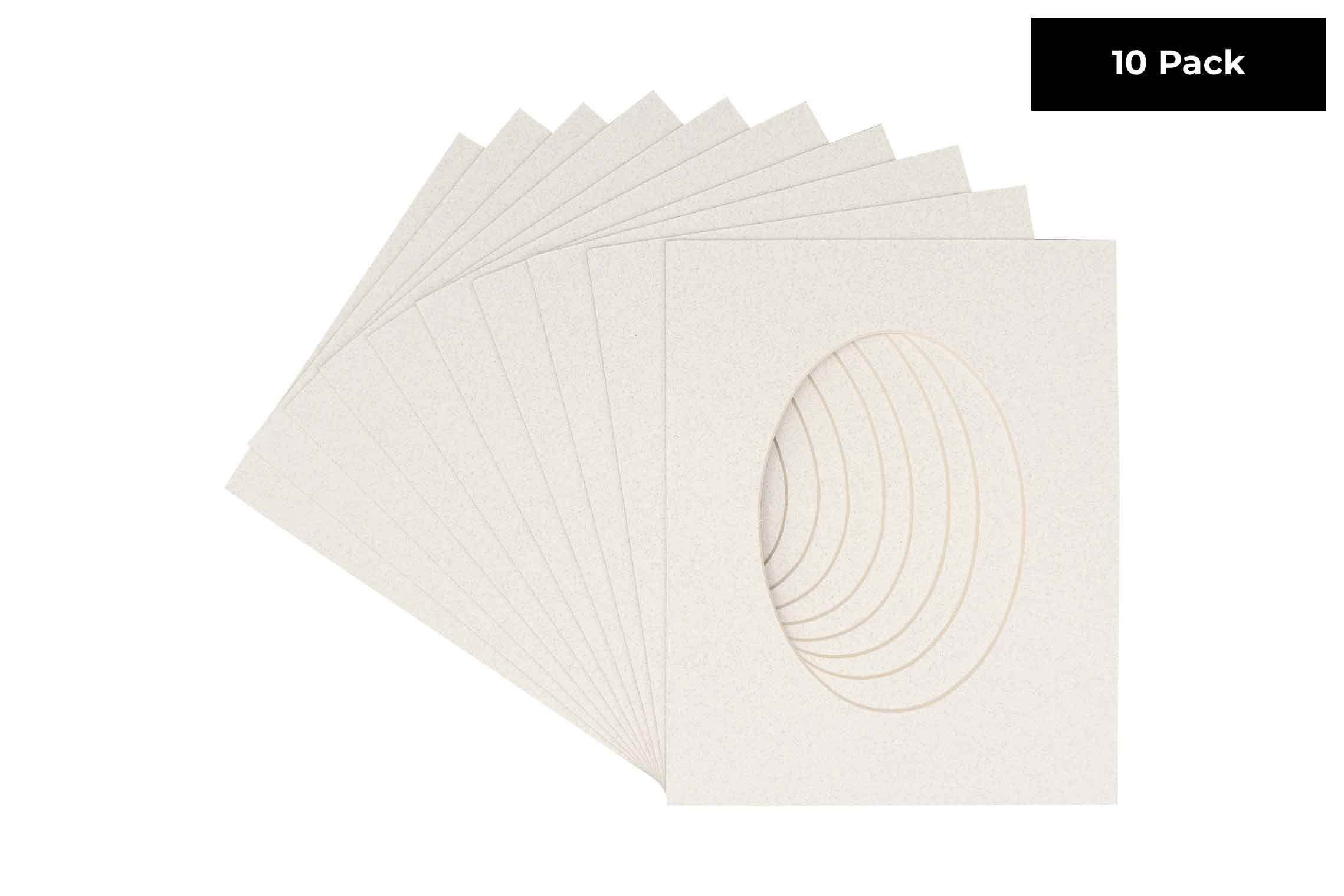 CountryArtHouse Oyster Shell White Acid Free 8.5x11 Oval Picture Frame Mat with White Core Bevel Cut for 6x8 Pictures - Fits 8.5x11 Frame - Pack of 10 Matboards