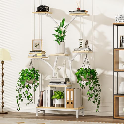 Image of Plant Stand Indoor with Grow Lights - 7 Tiered Metal Corner Shelf for Multiple Plants, 63.4 inch Corner Plant Stand for Indoor Plants, Tree-Shaped Plant Rack for Home, Living Room, Office & Patio Decor
