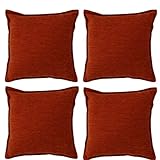 McAlister Textiles Plain Chenille | 4er Packung Kissenbezüge 43 x 43cm in Terracotta Orange | Deko Kissenhülle für Zierkissen, Sofa, Couch, Bett