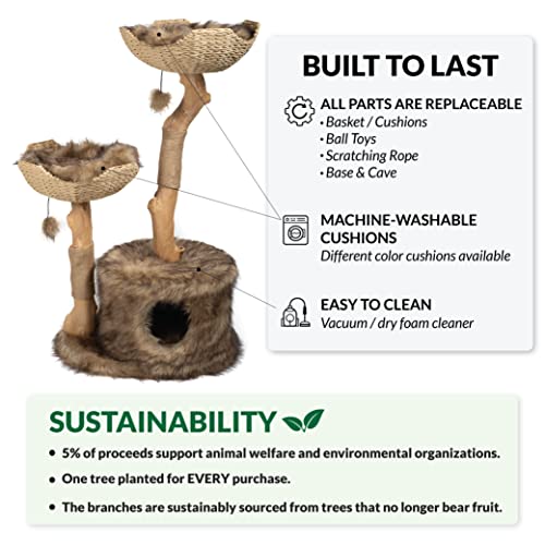 Mau Modern Cat Tree Tower For Large Cats, Real Branch Luxury Cat Condo, Wood Cat Tower, Cat Scratching Tree, Cat Condo, Cat Lover Gift, Luxury Cat, Cat Gifts By Mau Lifestyle #TOP3