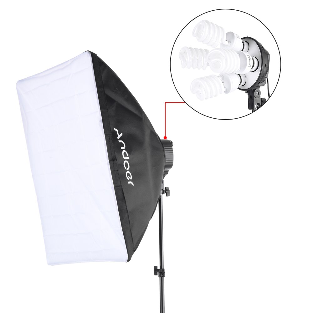 Andoer zestaw do fotografii studyjnej, oświetlenie, tło (12 x 45 W lampa + 3 x oprawka 4-w-1 + 3 x softbox + 3 x statyw na oświetlenie + 1 x torba), zestaw 3, zestaw 5