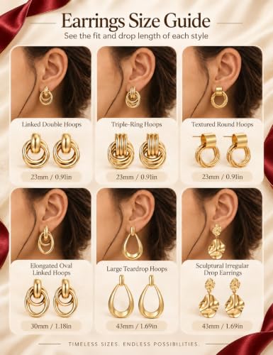6 Pairs Chunky Gold Plated Knot Earrings for Women - image 2