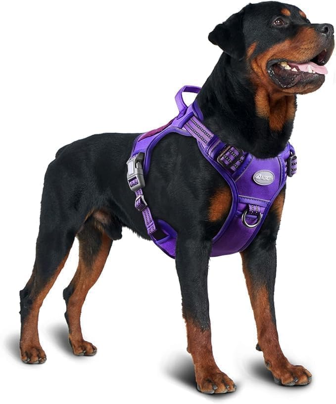 Image of AUROTH Tactical Dog Harness for Large Dogs - Purple, No Pull, Adjustable, Reflective, Molle System for Gear Carrying