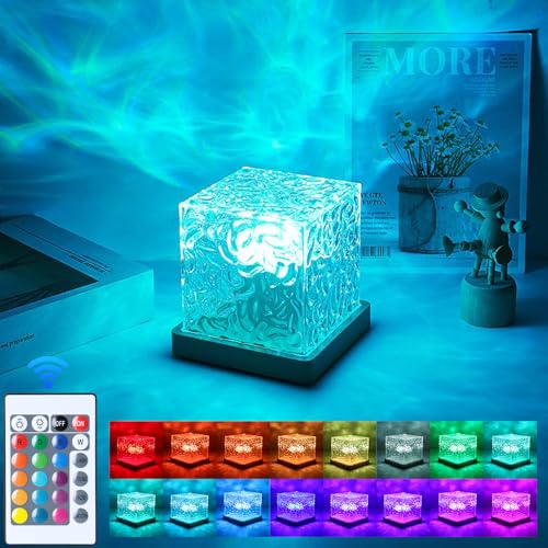 Image of Avkast Northern Lights Projector Rechargeable,Mood Lighting Ambient Lighting Ocean Wave Projector with 16 Colors and Dynamic Ripple Effect for Living Room Bedroom Decor - Cordless 5.1"