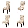 SoulFeel 4 x Soft Spandex Fit Stretch Short Dining Room Chair Covers with Printed Pattern Banquet Chair Seat Protector Slipcover for Home Party Hotel Wedding Ceremony Style 2