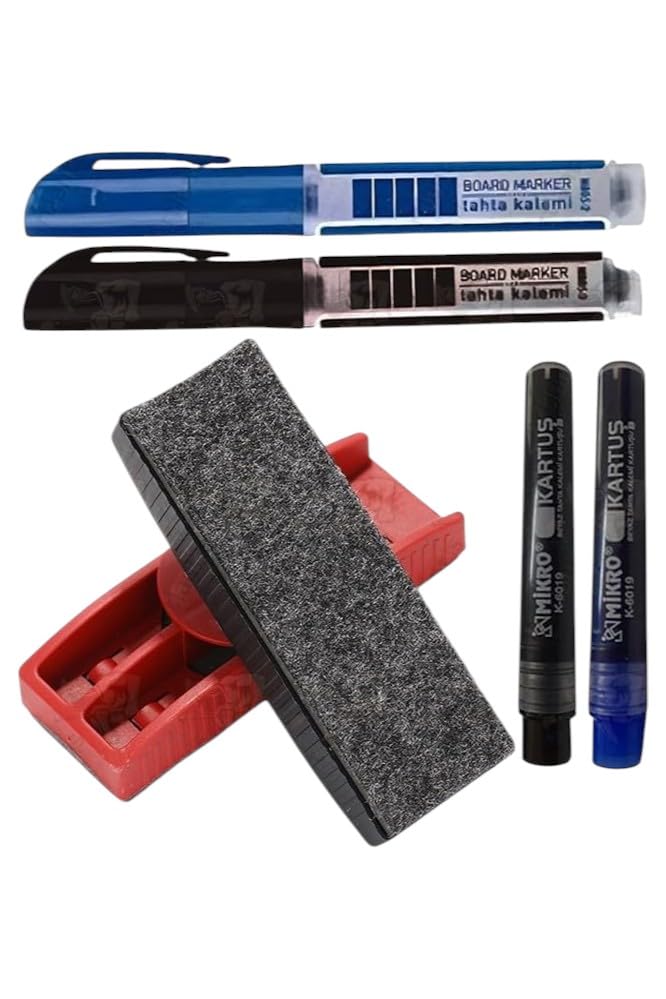 Yazı Tahta Kalemi ve Yazı Tahta Silgisi Plastik Mıknatıslı 1 Paket Beyaz Yazı Tahtası Kalemi Silgisi