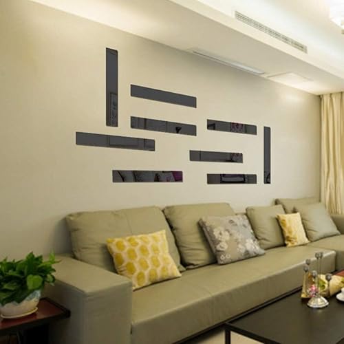 Miniatura 2 de 10 calcomanías de pared de espejo, diseño a rayas, espejo, azulejos, bricolaje, autoadhesivas, línea de pared, calcomanías de borde, láminas de