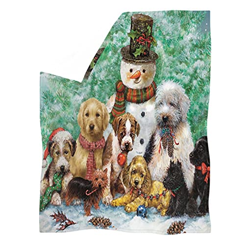 UOIMAG Lindo muñeco de nieve perro manta para Navidad, muñeco de nieve de Navidad, manta para perros para niños, mascotas y adultos, manta cálida - M Cover
