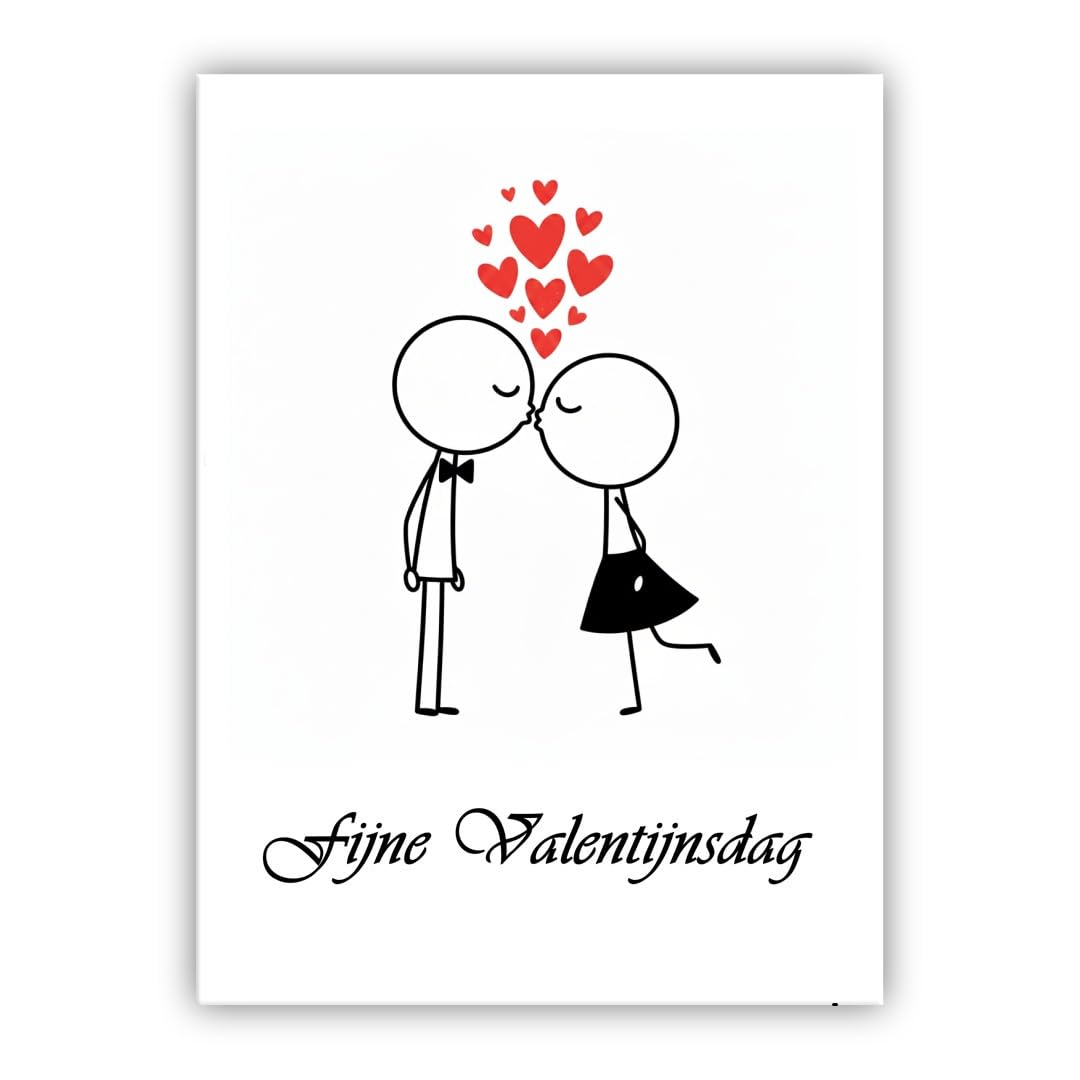 Multilingual Valentine’s Day Card – Cute Couple – Romantic Valentines Greeting Card for Husband, Wife, Boyfriend, Girlfriend (• Dutch: Fijne Valentijnsdag) — image 1
