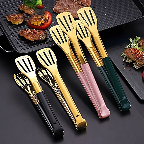 Pinzas de Cocina, Pinzas Antideslizantes de Acero Inoxidable para Alimentos, Pinzas para Servir Carne, Ensalada, Pan, Accesorios de Cocina para Barbacoa (Dorado)