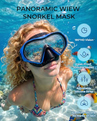 Aegend Snorkel Mask Adults 180° Panoramic Anti-Fog Leak-Proof Diving Goggles Swimming Gear miniatura 2