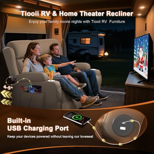 Image of Loveseat Recliner Sofa, Home Theater Seating with Massage, Reclining Loveseats with Console, Wall Hugger RV Couch Movie Theater Chairs, RV Furniture Sofas with USB, Cup Holders, Drawer for Gaming Room