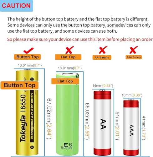 Tokeyla 6Pcs 1?8?6?5?0 Rechargeable Batter?y W?i?th 18650 Rechargeable Battery Charger,Universal Charger for 18?650 Rechargeable 3.7V Li-ion Battery (6Pcs Batte?r?y+Charger)