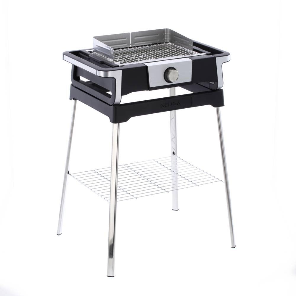 Severin grill elektryczny stojący, balkonowy, tarasowy, temperatura od 0°C do 500°C, dioda LED, duża moc 3000 W, przewód 2 m, stal niedzewna/czarny, SENOA BOOST S PG 8117